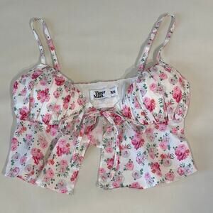Tiger Mist Floral Front Tie Crop Top